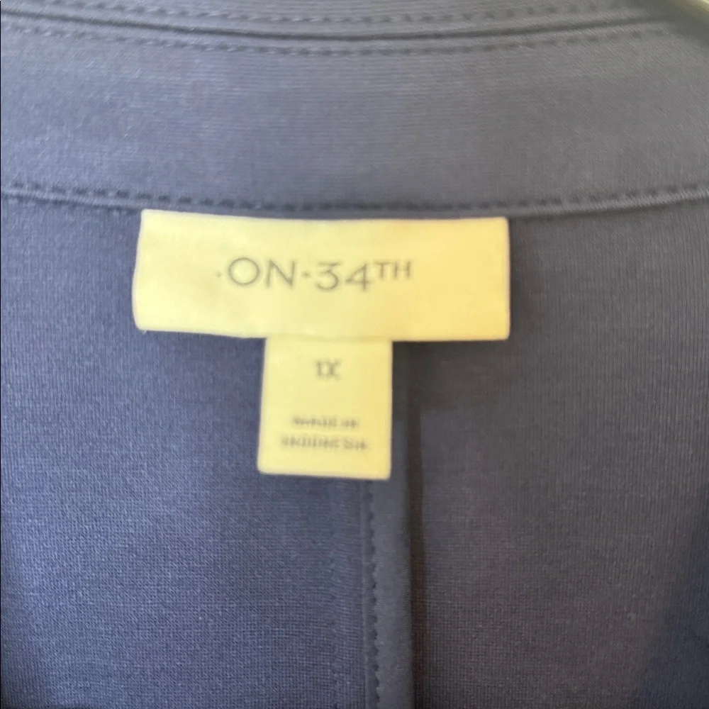 On 34th Faux Double Breasted Ponte Knit Blazer Navy Blue 1X - Picture 7 of 12